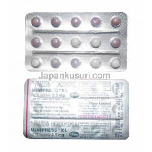 プラゾシン塩酸塩（Minipress XL GITS） 5MG　錠  (Pfizer) 錠剤